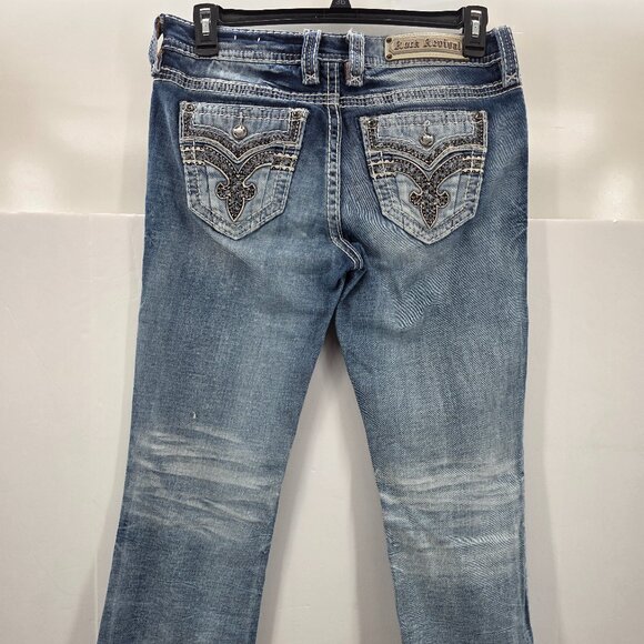 Rock Revival Yanka Jeans Women's 30 Bootcut Mid-Rise Stretch Flap Pocket Blue - Picture 1 of 10